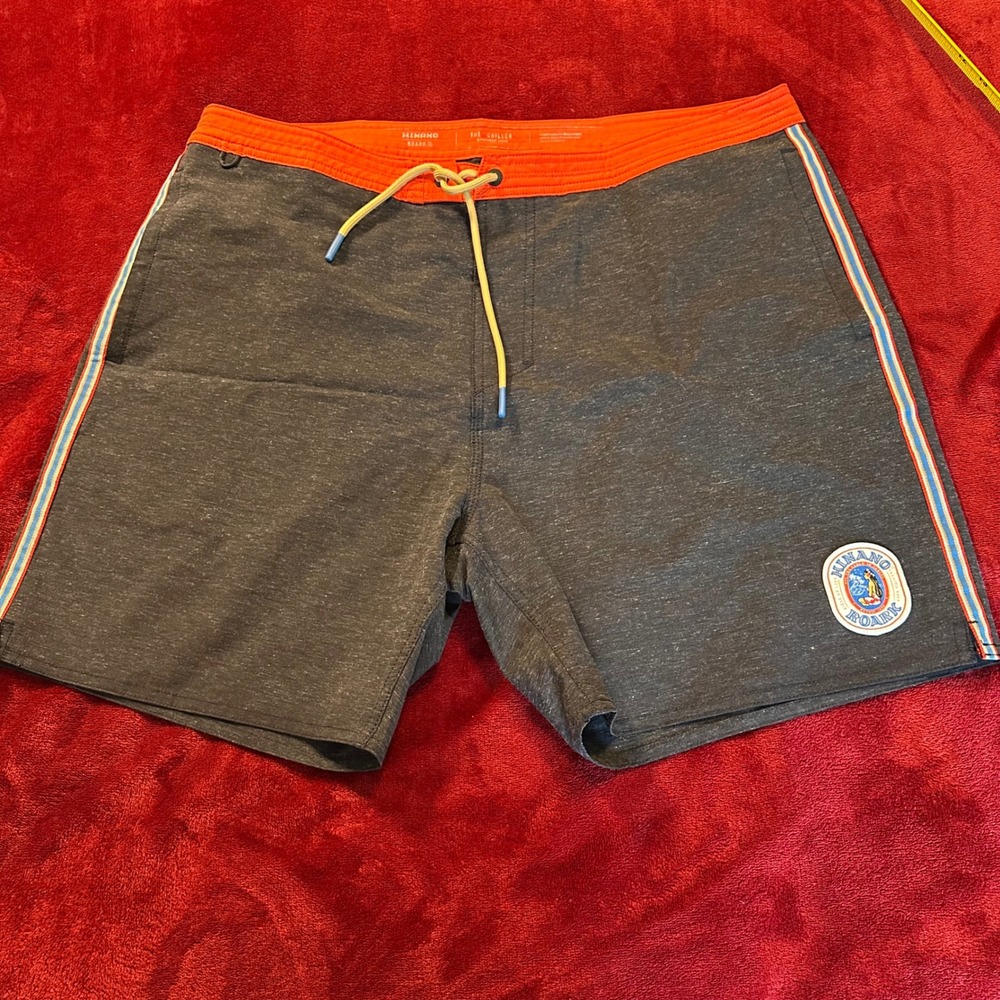 Roark Hinano Tahiti The Chiller Boardshorts Mens 34 Charcoal Orange Swim Trunks‎